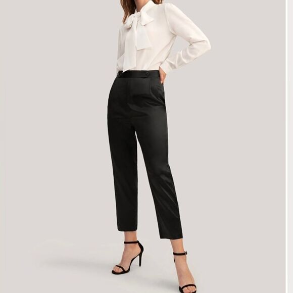 Talbots Black 100% Silk Pants Size 6 - Picture 1 of 10